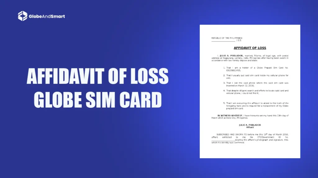 affidavit of loss globe sim card